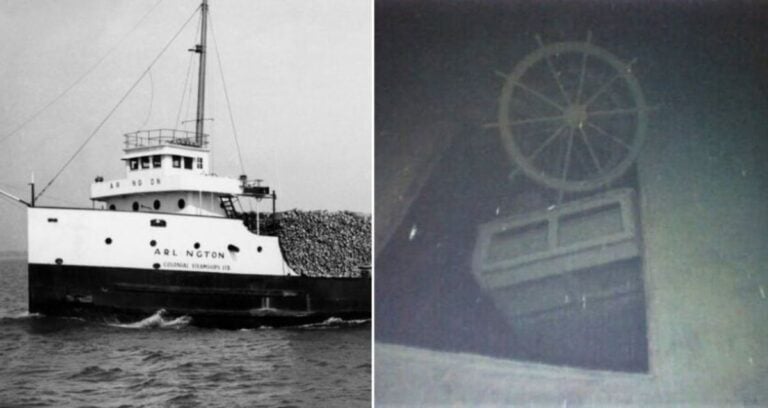 Ss Arlington Alongside Ship Wheel Featured