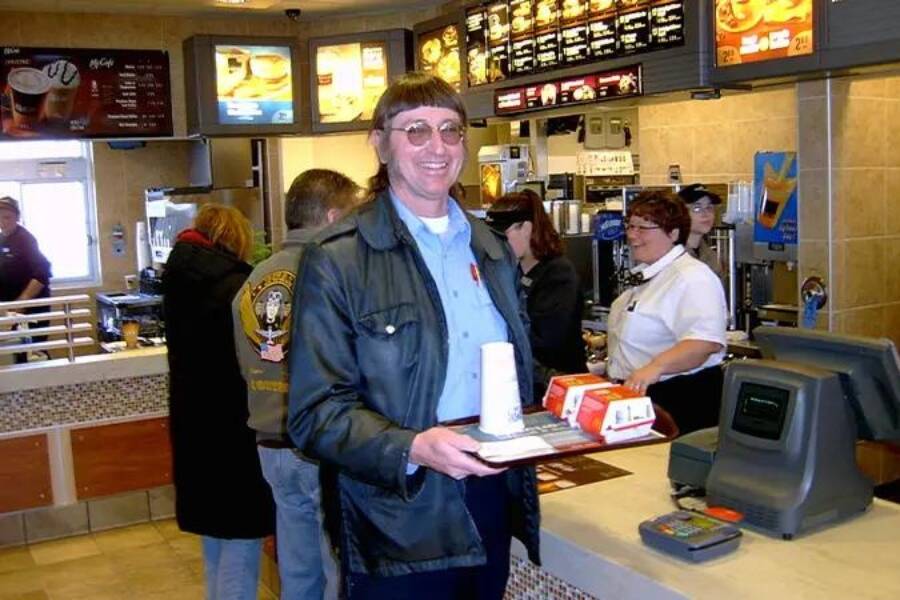 Don Gorske Holding A Tray At Mcdonald's