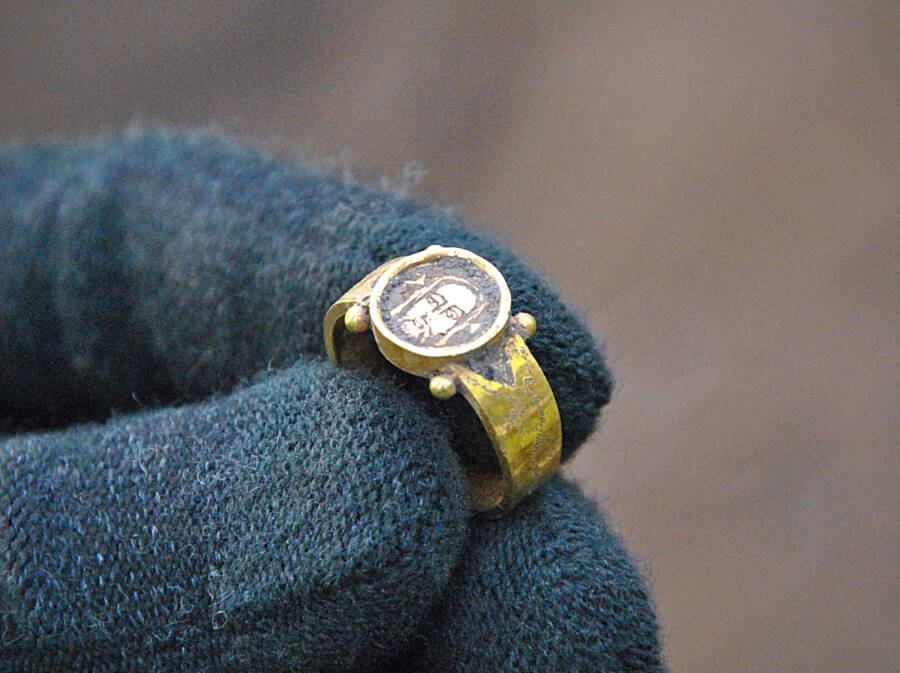 Gold Ring With Christ's Face