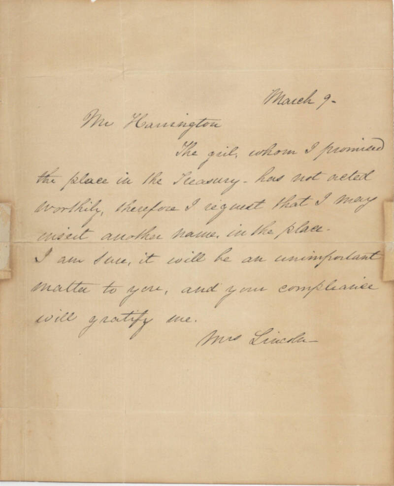 Mary Lincoln Letter