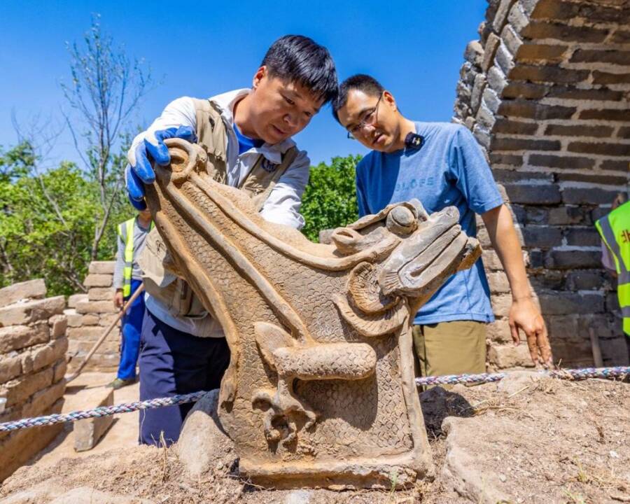 Dragon Sculpture At The Great Wall Of China