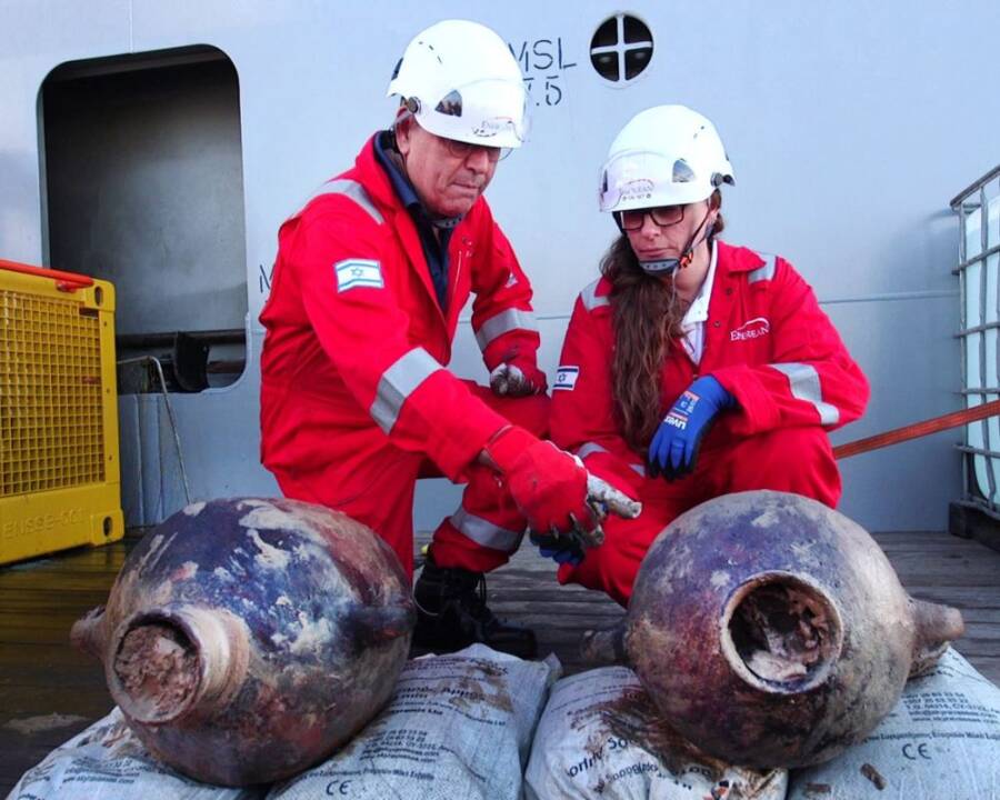 Researchers Studying The Amphorae