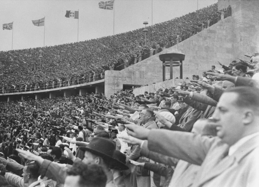 Crowd Saluting Hitler