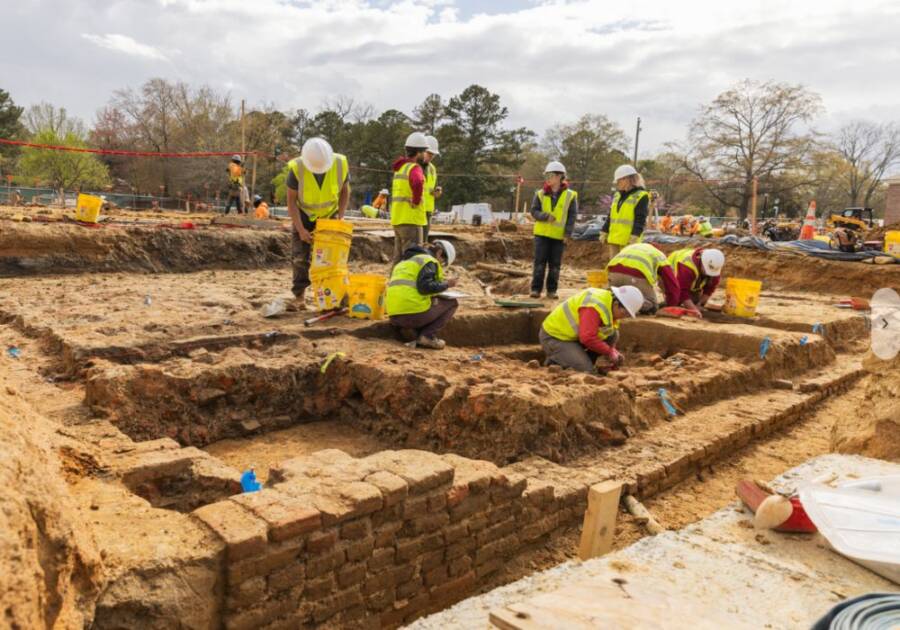 Archaeologists Excavating The Colonial Home