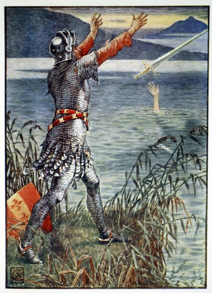 Knight Throwing The Excalibur Sword