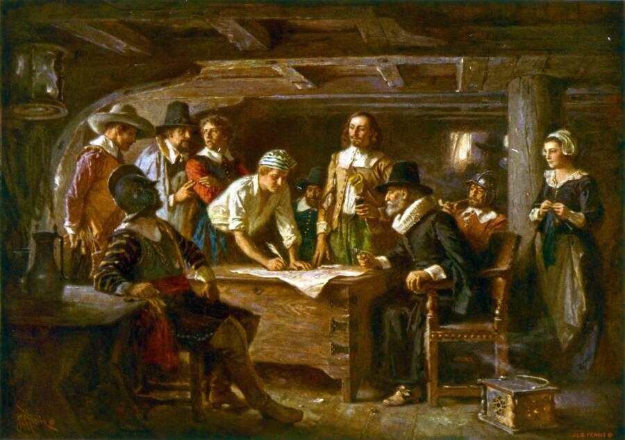 Pilgrims Signing Mayflower Compact