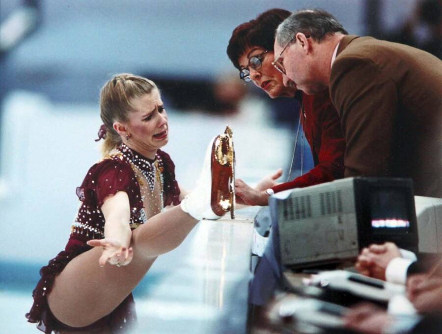 Tonya Harding Showing Her Broken Laces