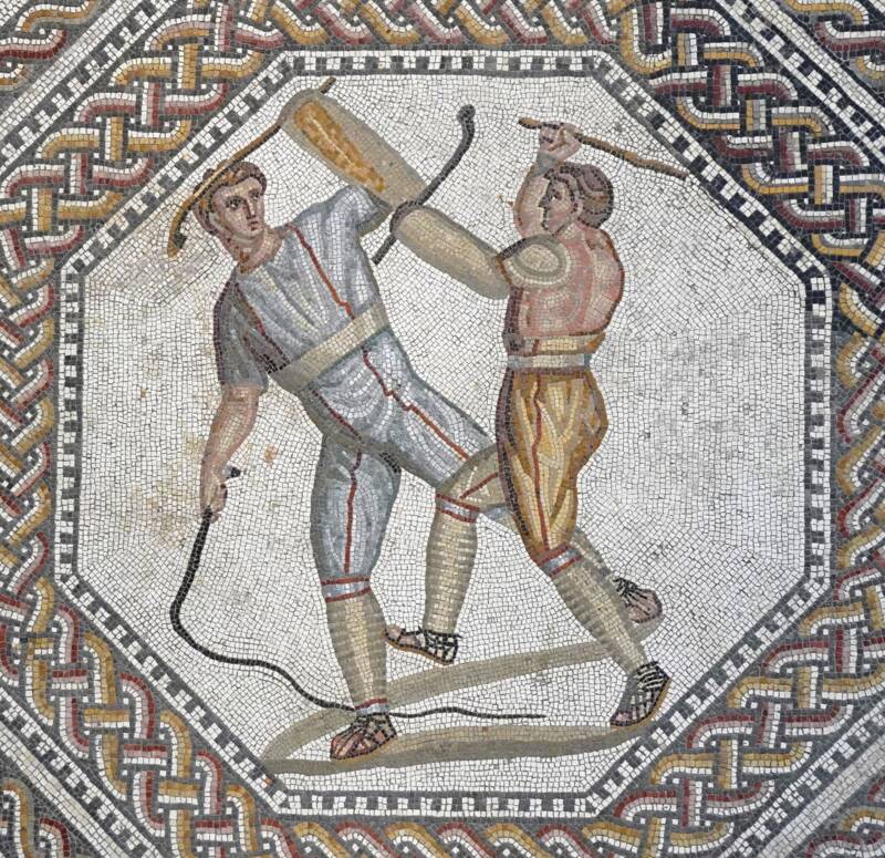 Roman Gladiators In Battle