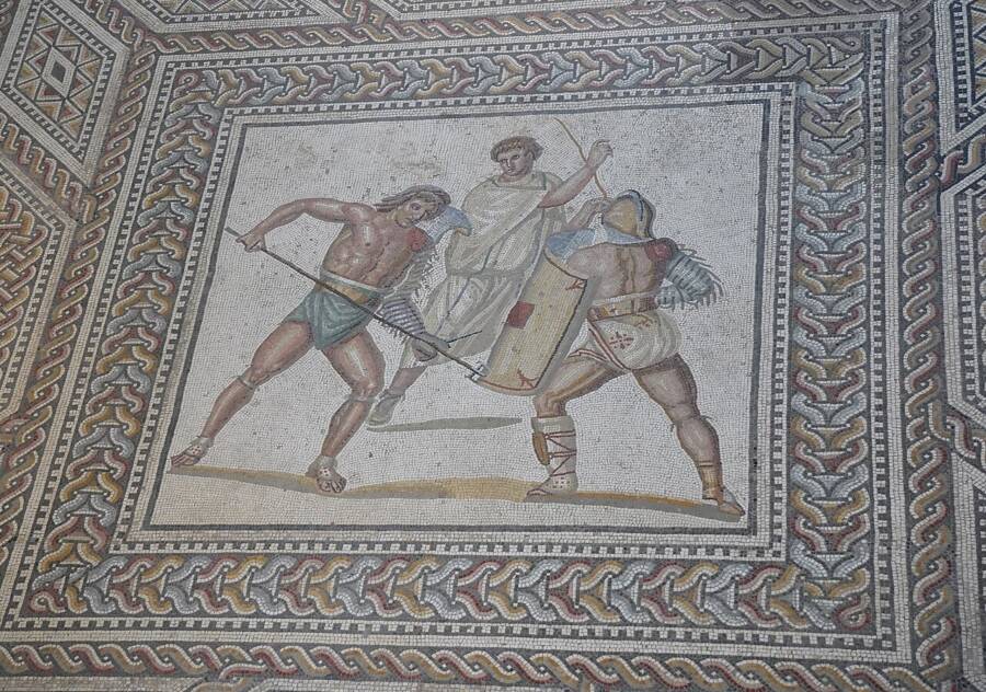 Roman Gladiator Mosaic At Nenning Villa