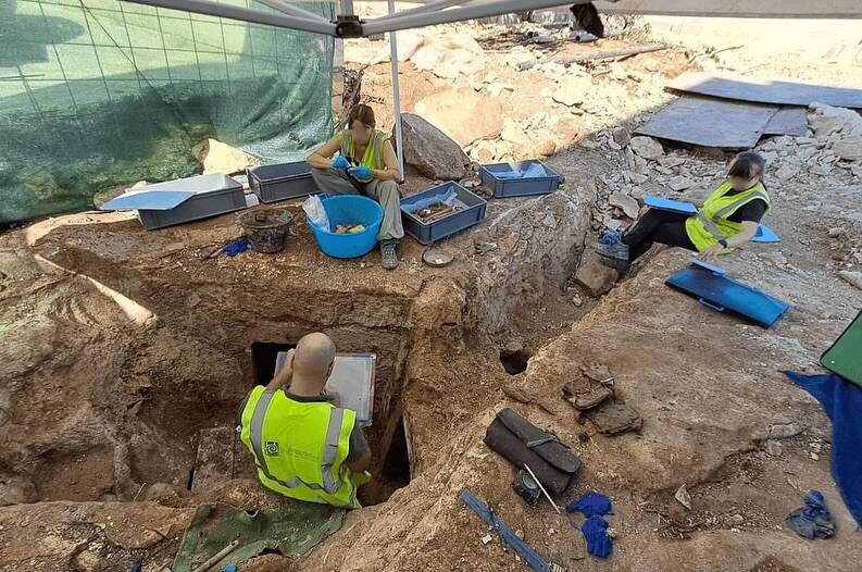 Workers Excavating The Punic Tomb Complex