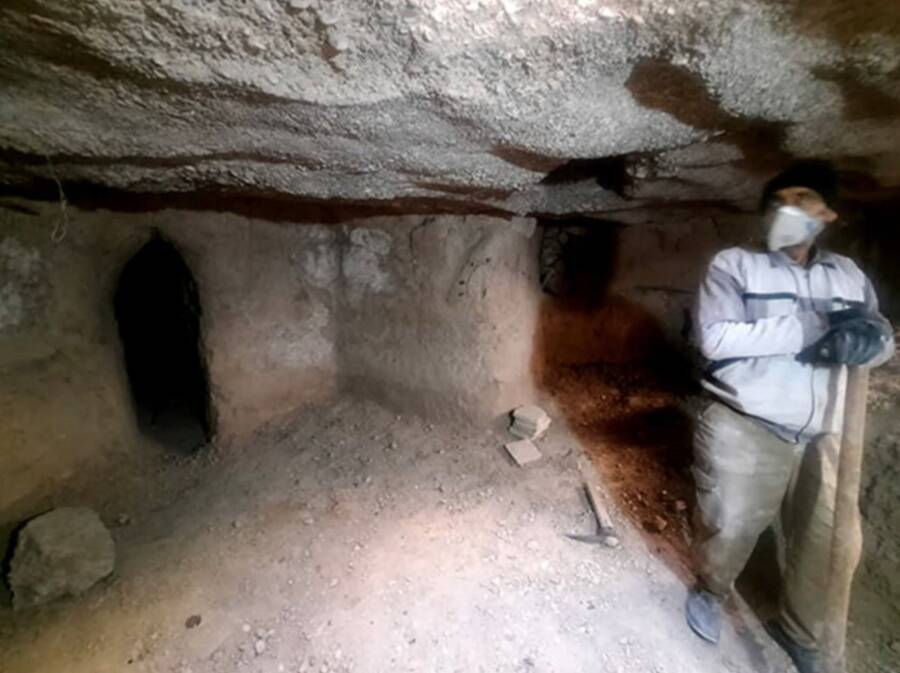 Man In Underground Tunnel In Abarkuh