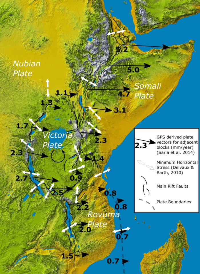 Main Faults Along The East African Rift