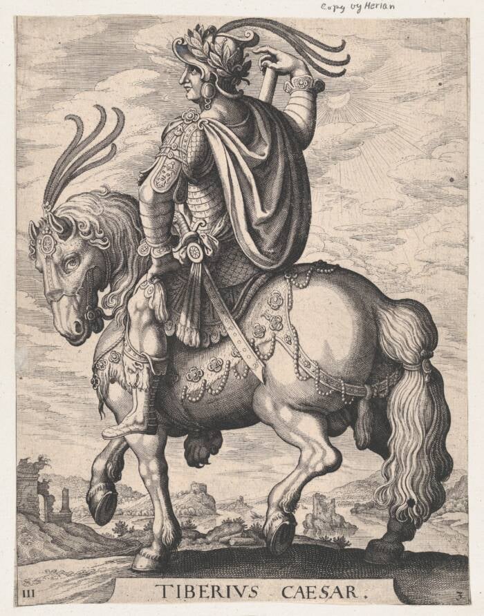 Roman Emperor Tiberius On A Horse