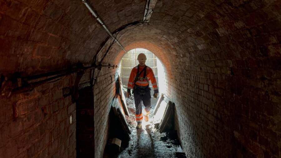 Engineer Inside Station Tunnel