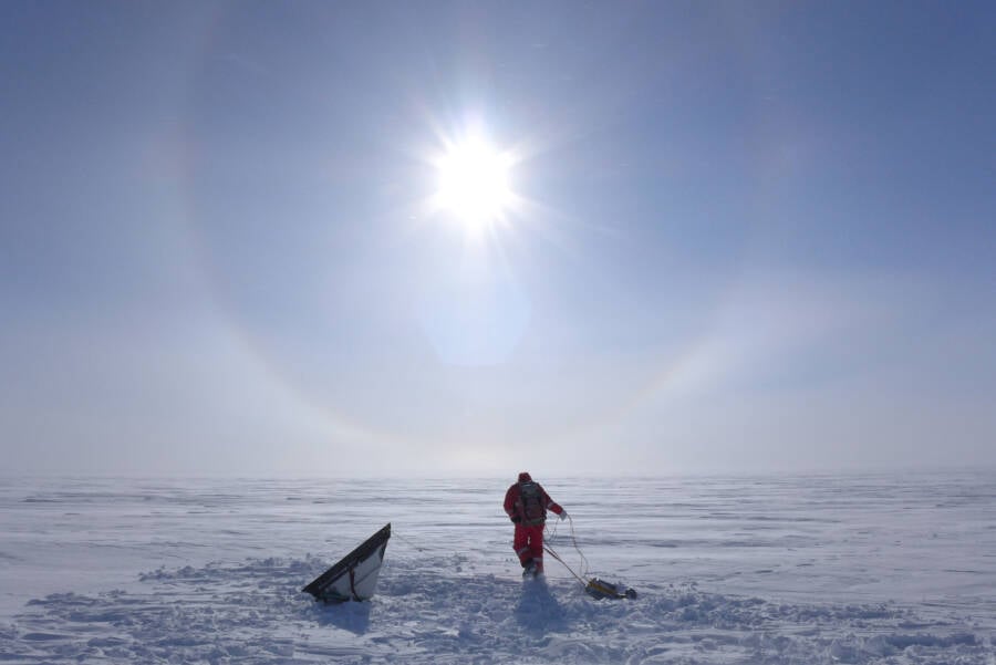 Glaciologist On The Greenland Ice Sheet