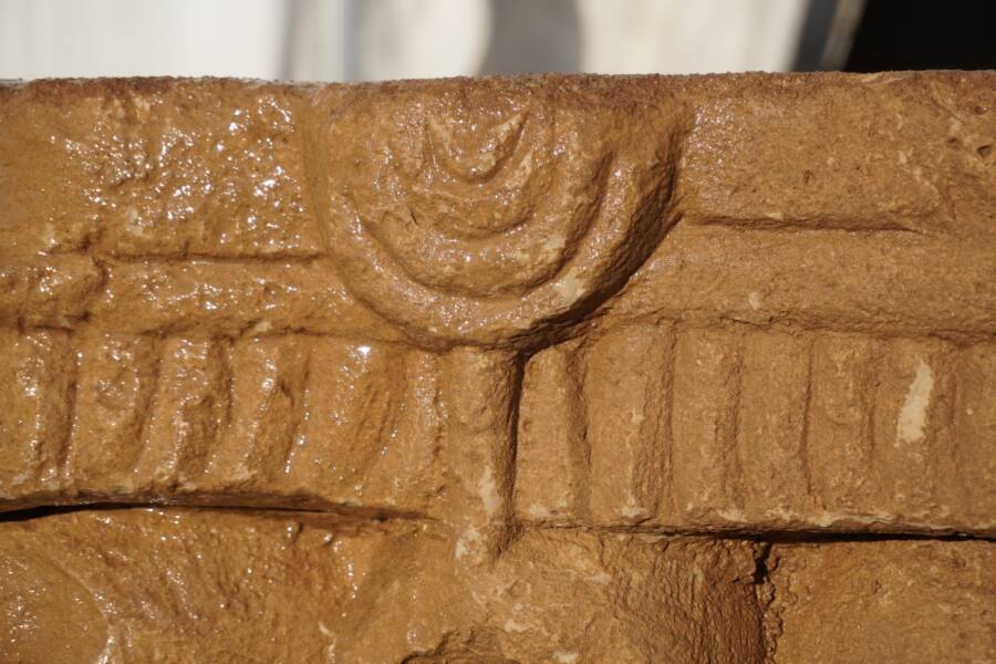 Menorah Detail On Pillar Head