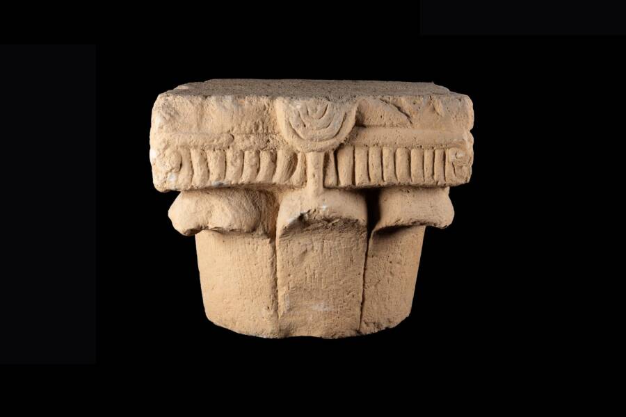 Ancient Pillar Head Depicting Menorah