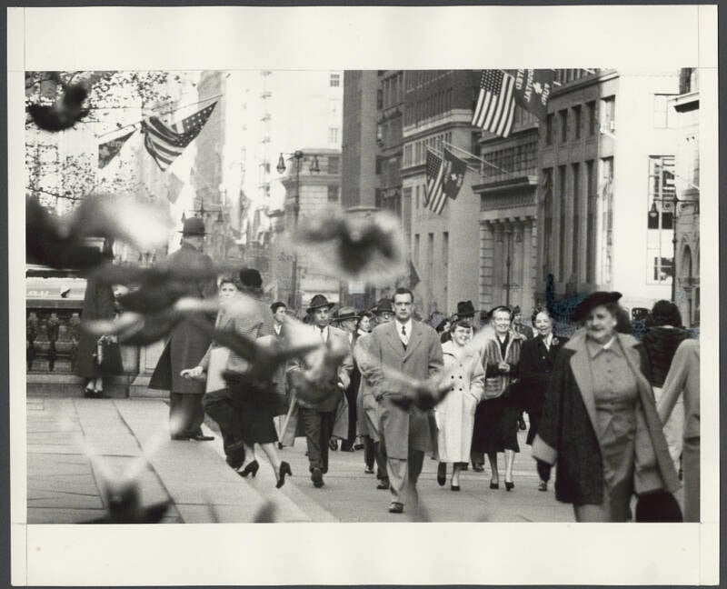 Pedestrians By The New York Public Library