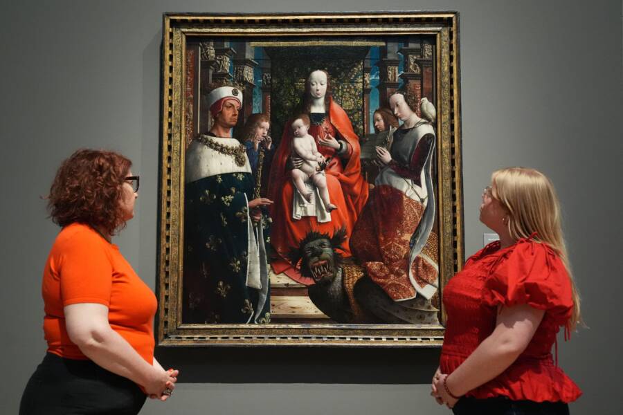 People Viewing The Virgin And Child With Saints Louis And Margaret