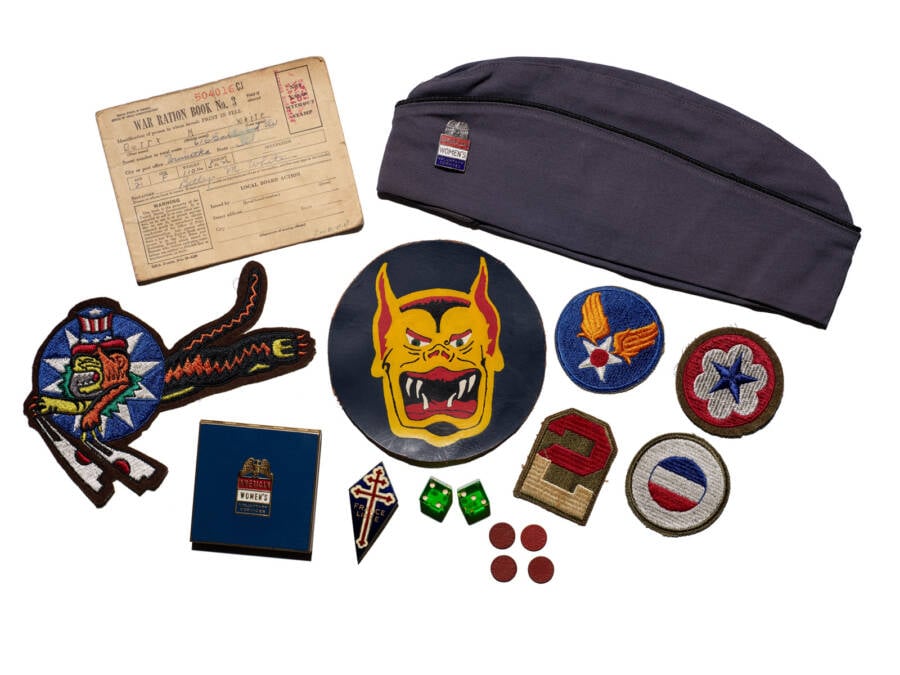 Pins From Betty White WWII Shoulder Bag