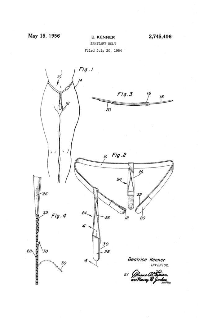 Mary Kenner Sanitary Belt Patent