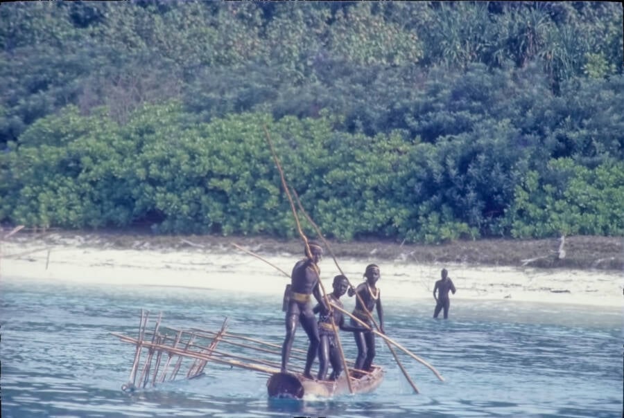 Sentinelese Driving Away Visitors