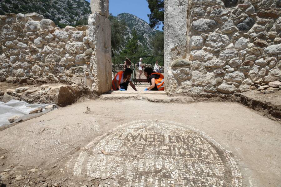 Mosaic In Front Of Church Number One
