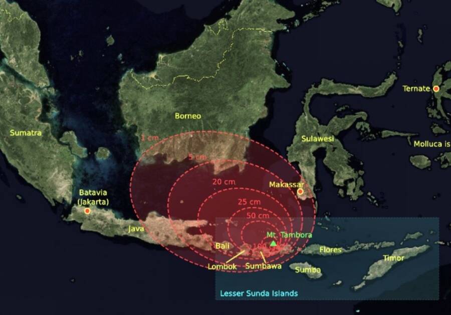 Mount Tambora Eruption Blast Radius