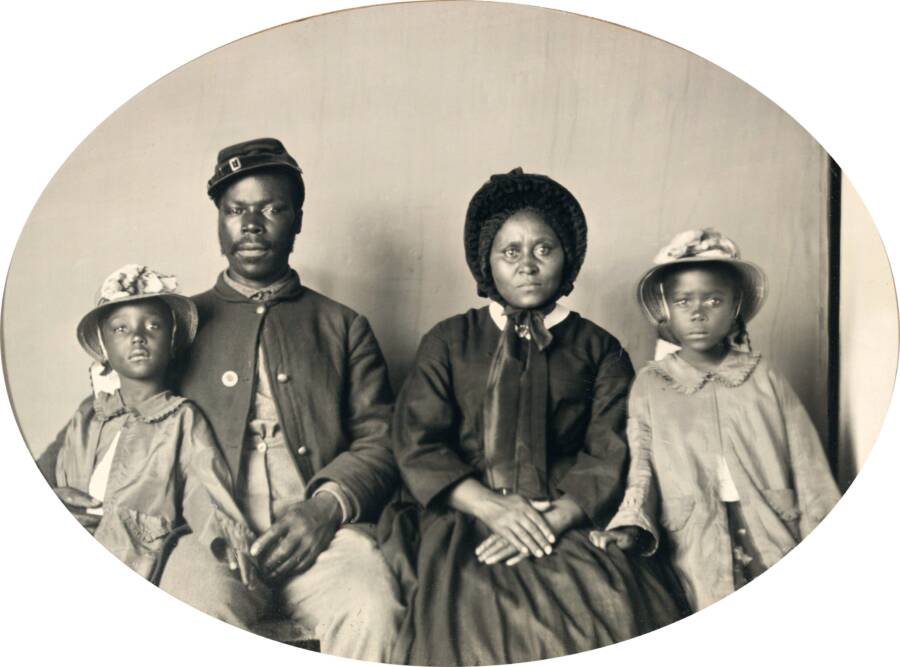 Black Union Soldier With His Family