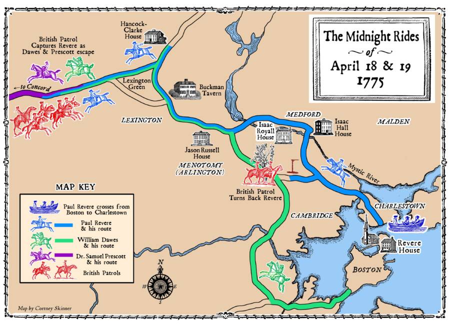 William Dawes Paul Revere Route