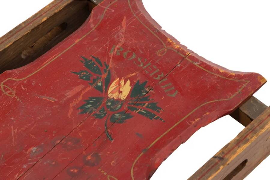 Closeup Of Rosebud Sled