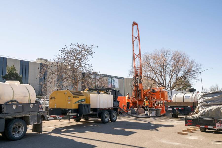 Geothermal Drill In Parking Lot