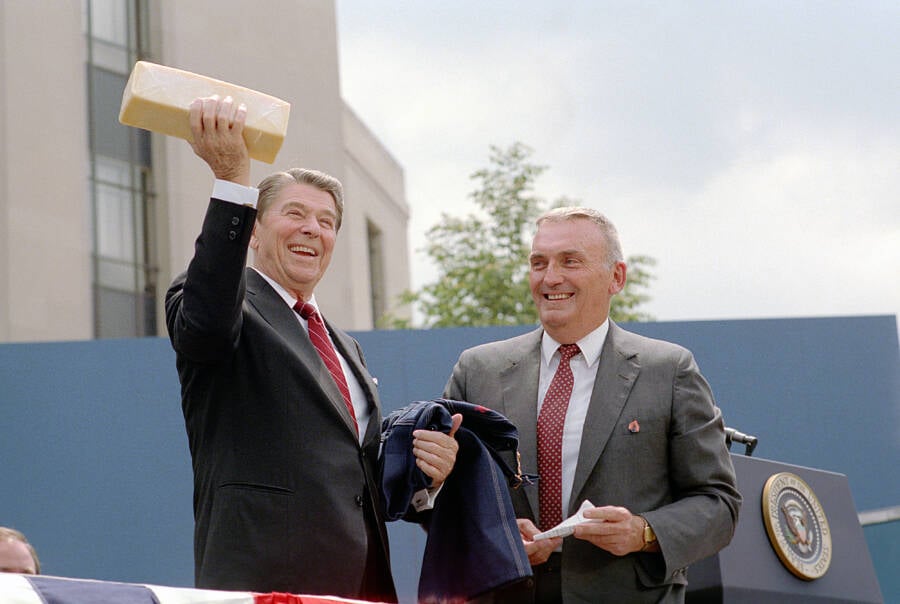 Ronald Reagan Holding Government Cheese