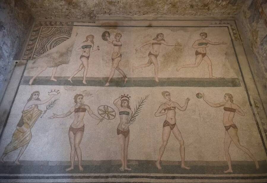 Bikini Girls Roman Mosaic