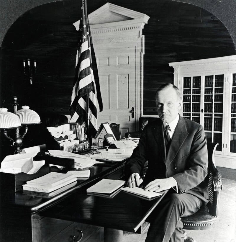 Calvin Coolidge In The Oval Office