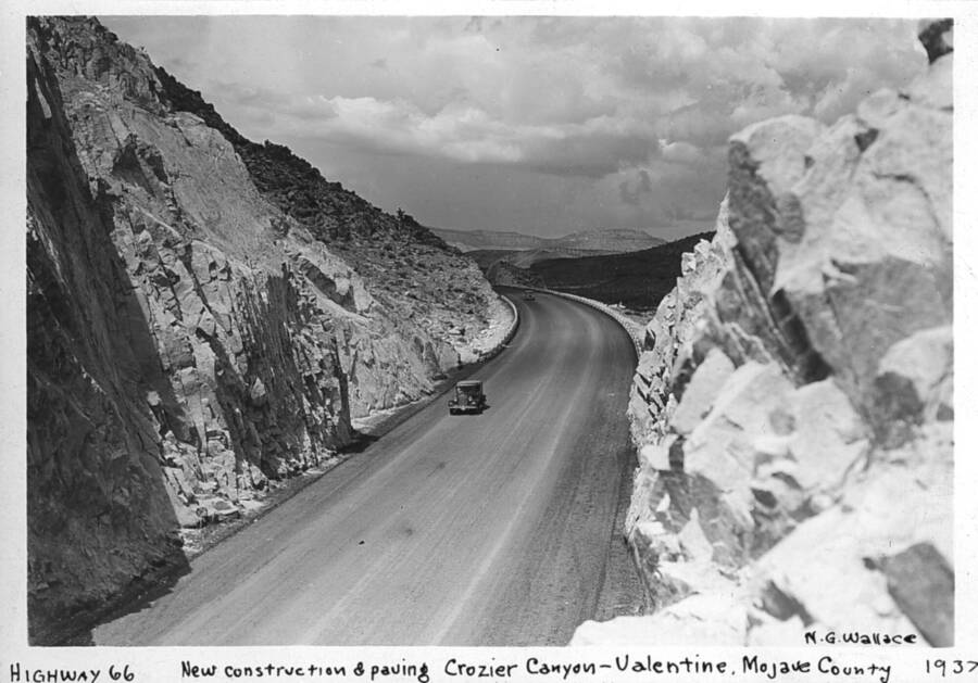Car Along Route 66 In Crozier Canyon