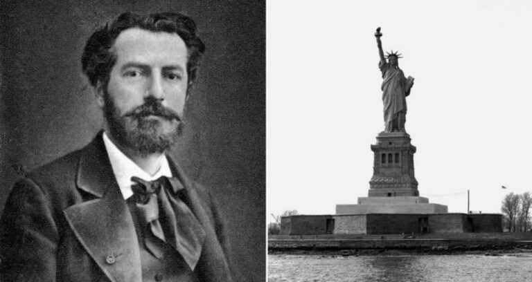 Frederic Auguste Bartholdi Alongside Statue Of Liberty Featured