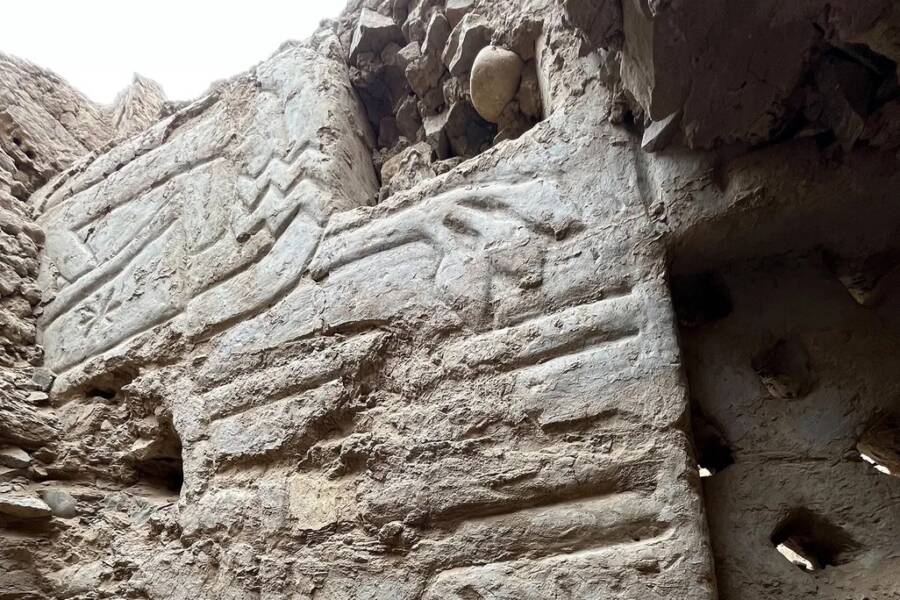 Ancient Mural In Huaca Yolanda Peru