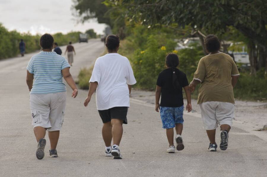 Nauruans On A Walk