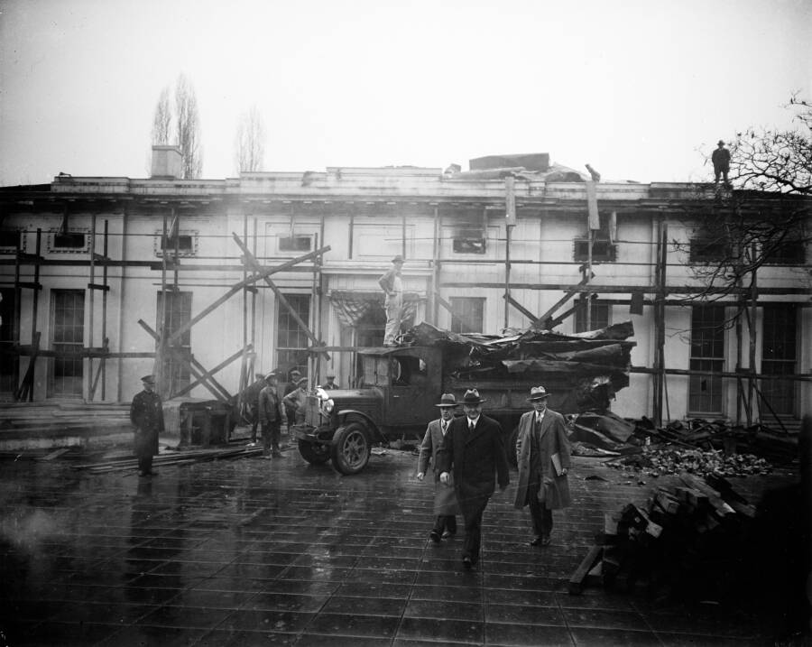 President Hoover After The White House Fire