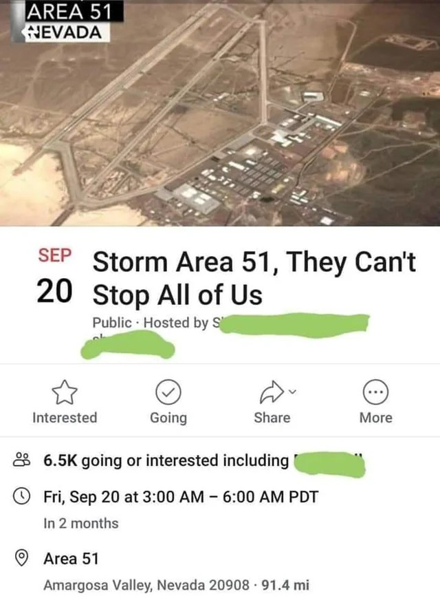 Storm Area 51 Facebook Event