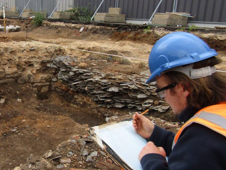 Archaeologist Documenting The Leicester Site