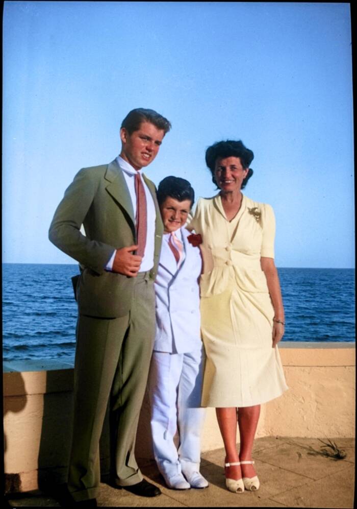 Edward And Rose Kennedy With RFK On His Confirmation Day