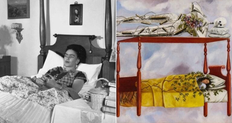 Frida Kahlo Alongside El Sueno La Cama Featured