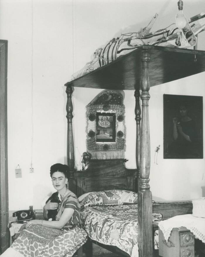 Frida Kahlo With Bed Skeleton
