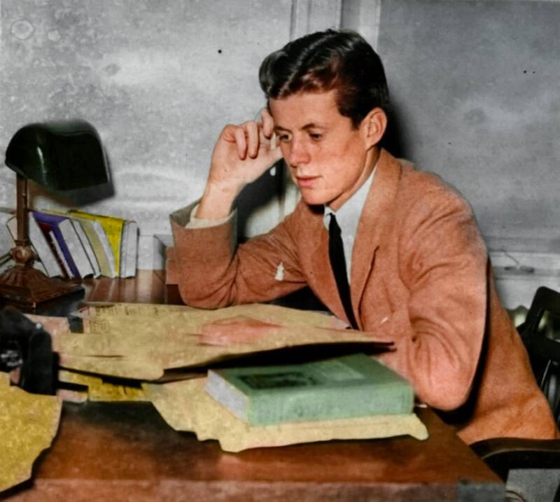 Young John F. Kennedy Studying