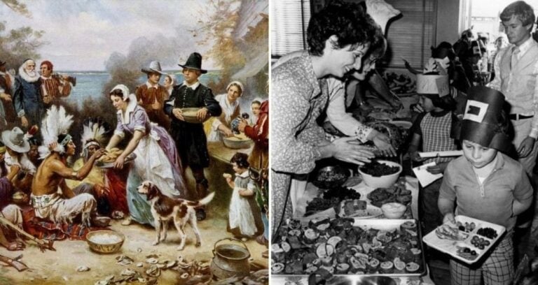 First Thanksgiving Alongside Boy Dressed As Pilgrim Featured
