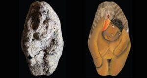 Woman And Goose Figurine Alongside Painted Recreation Featured