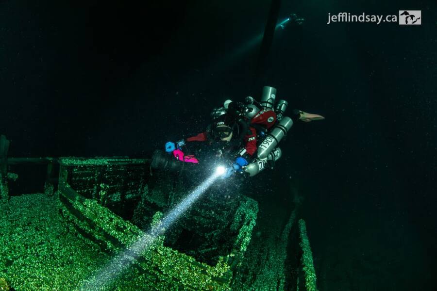 Diver With Lake Ontario Shipwreck