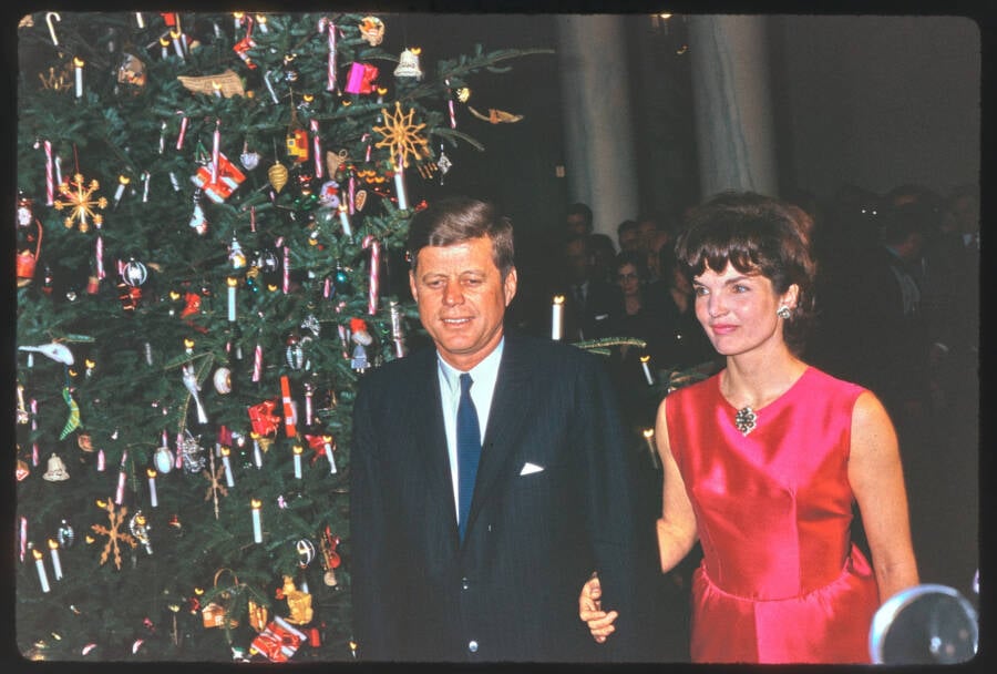 JFK And Jackie Kennedy Celebrating Christmas